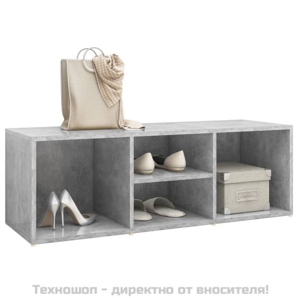 Пейка за съхранение на обувки, бетонно сива, 105x35x35 см