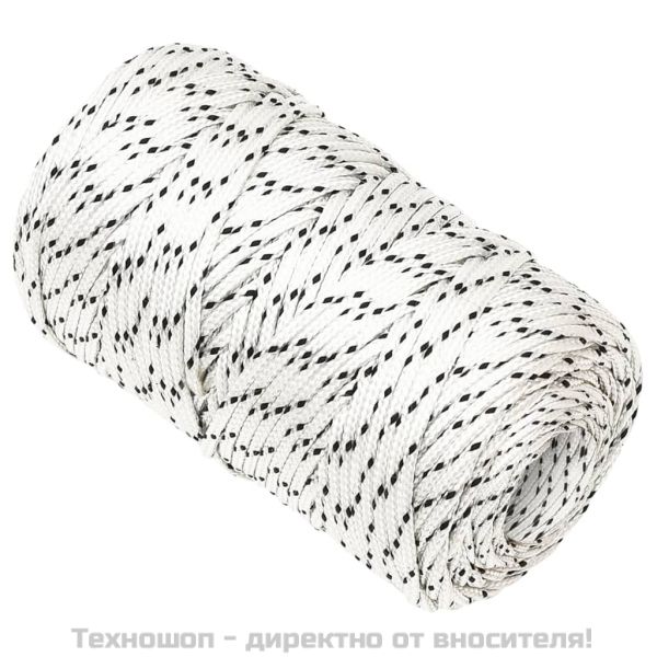 Плетено въже за лодка бяло 2 мм x 100 м полиестер