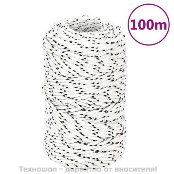 Плетено въже за лодка бяло 2 мм x 100 м полиестер