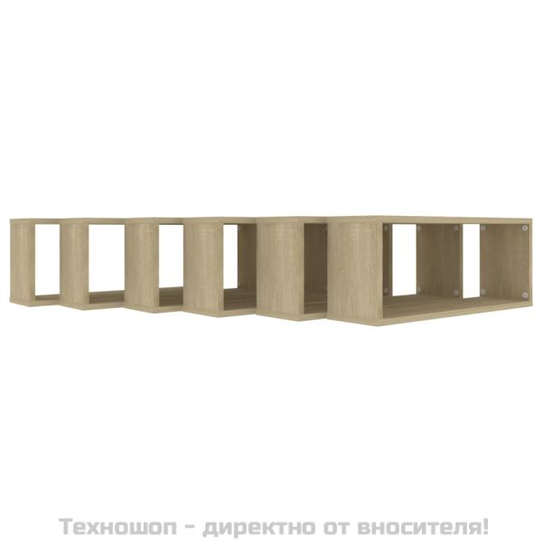 Стенни кубични рафтове, 6 бр, дъб сонома, 60x15x23 см