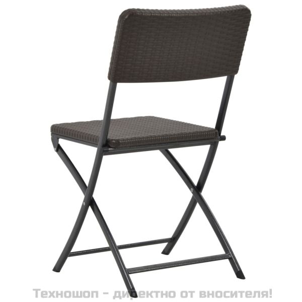 Сгъваеми градински столове, 2 бр, HDPE и стомана, кафяви