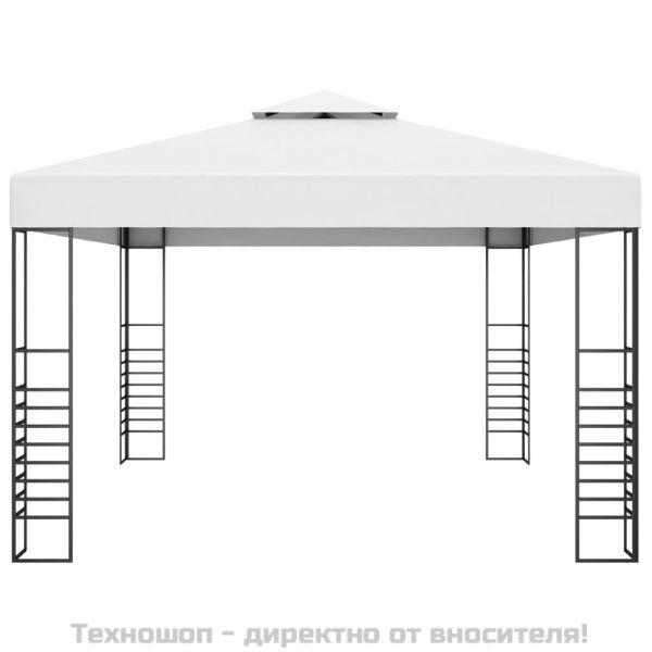 Градинска шатра стомана с прахово покритие 4x3x2,7 м бяла
