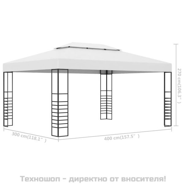 Градинска шатра стомана с прахово покритие 4x3x2,7 м бяла