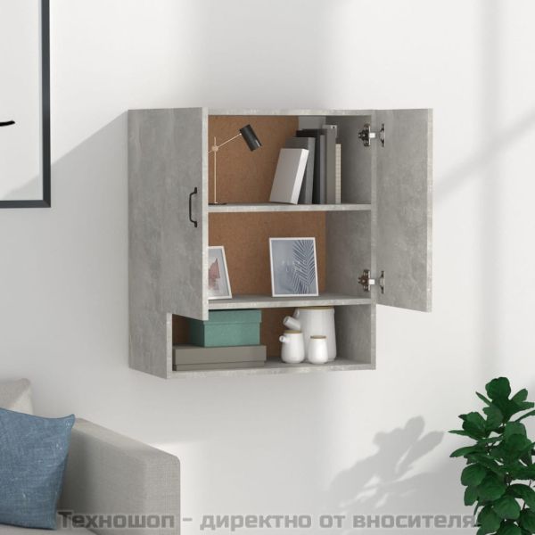 Стенен шкаф, бетонно сив, 60x31x70 см, инженерно дърво