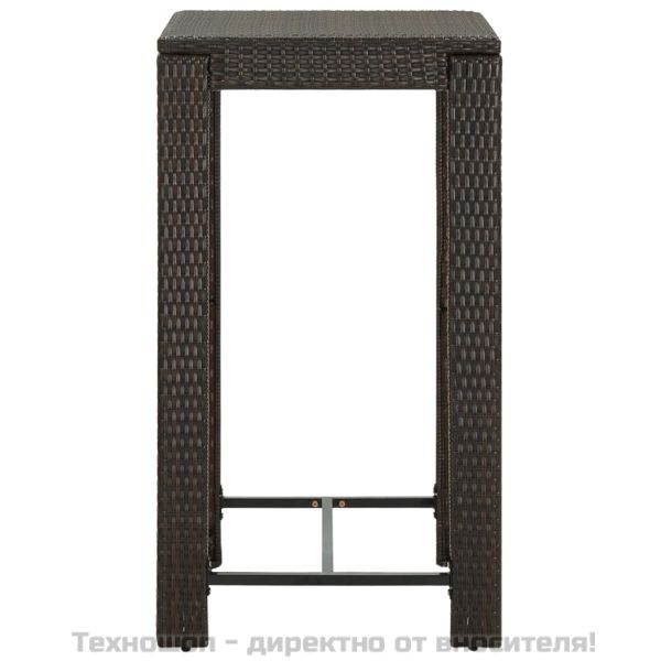 Градинска бар маса, кафява, 60,5x60,5x110,5 см, полиратан