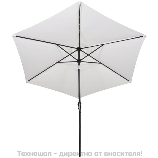 LED конзолен градински чадър 3 м пясъчнобял