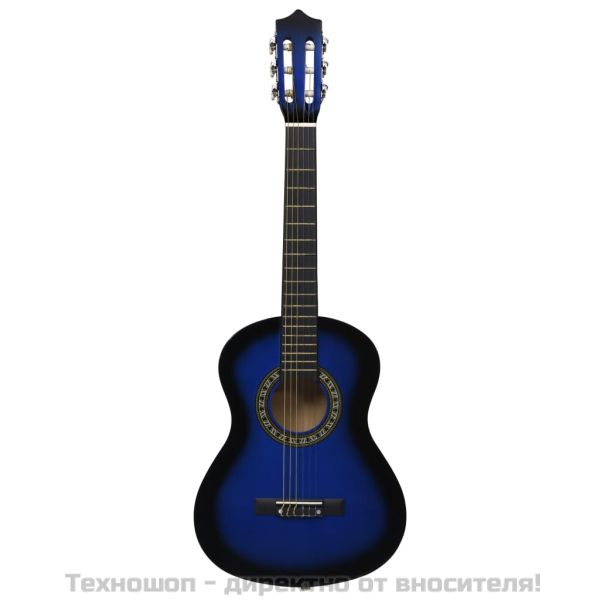 Класическа китара за начинаещи и деца, синя, 1/2, 34"