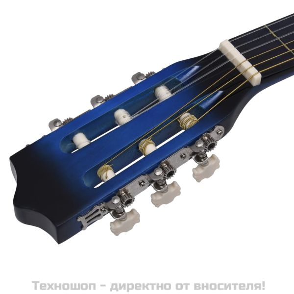 Класическа китара за начинаещи и деца, синя, 1/2, 34"