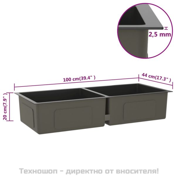 Ръчно изработена кухненска мивка, черна, неръждаема стомана