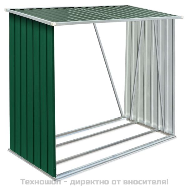 Навес за дърва, поцинкована стомана, 163x83x154 см, зелен