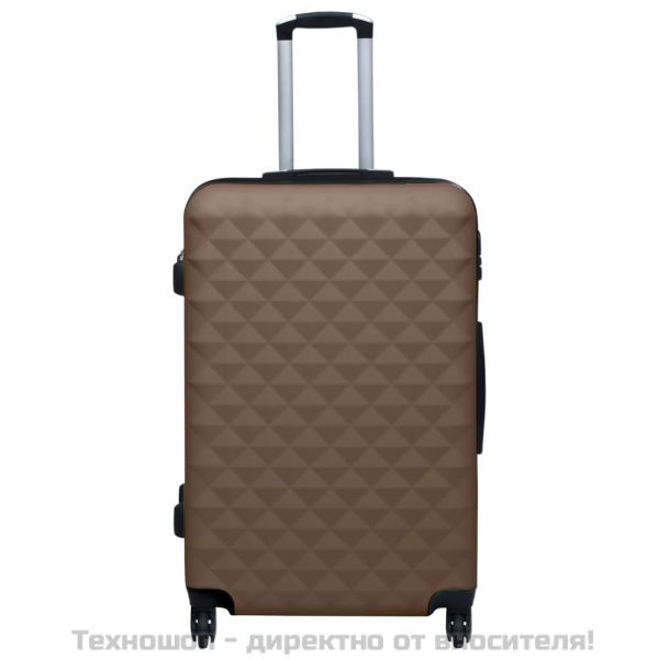 Твърд куфар с колелца, кафяв, ABS