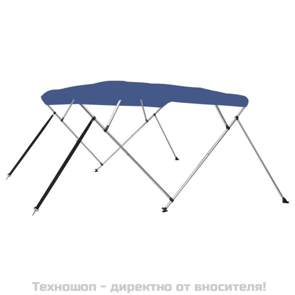 Тента за лодка, 4 дъги, синя, 243x196x137 см
