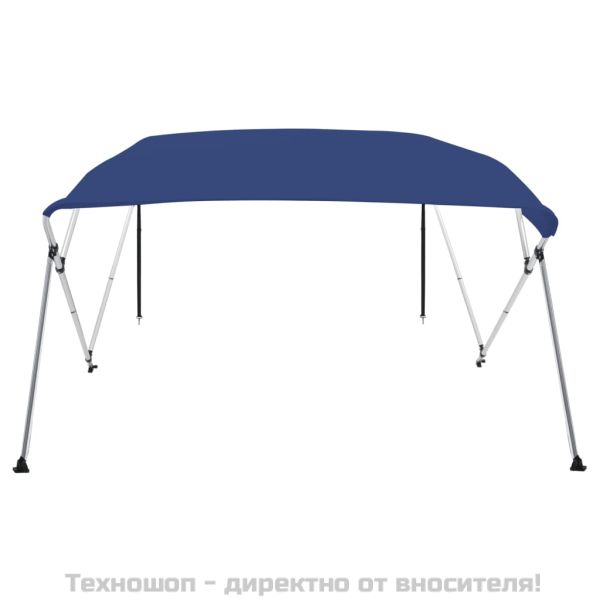 Тента за лодка, 4 дъги, синя, 243x196x137 см