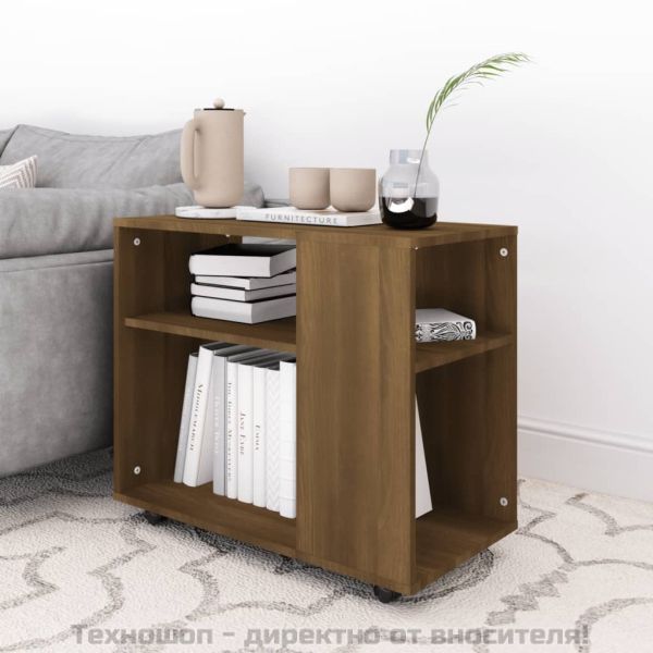 Странична маса, кафяв дъб, 70x35x55 см, инженерно дърво