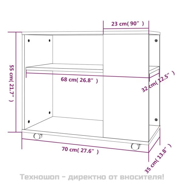 Странична маса, кафяв дъб, 70x35x55 см, инженерно дърво