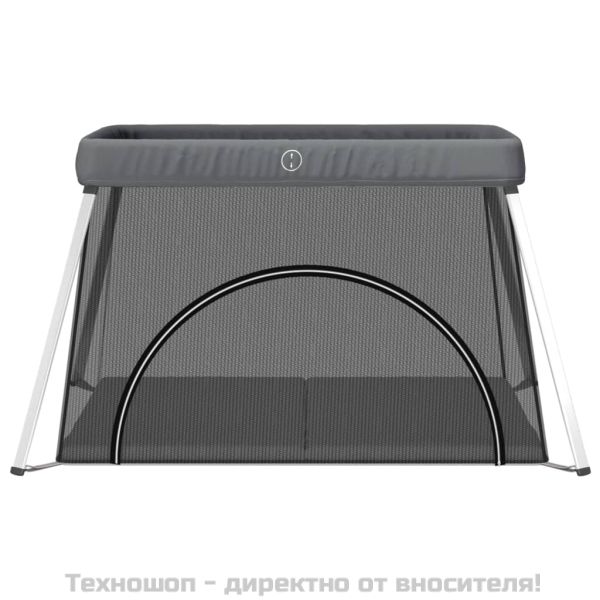 Бебешка кошара с матрак, тъмносива, ленен плат