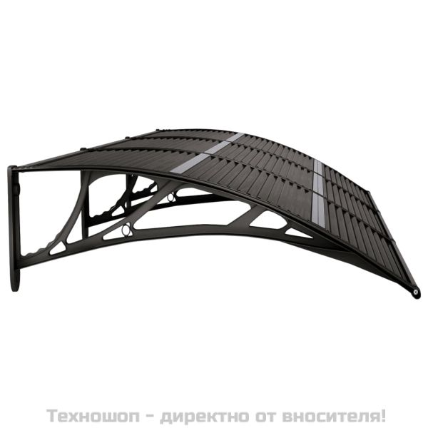 Навес за врата, черен, 300x75 см, поликарбонат
