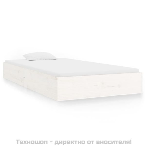 Рамка за легло, бяла, масивно дърво, 100х200 см