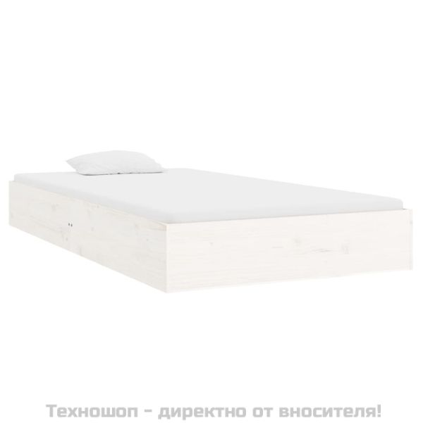 Рамка за легло, бяла, масивно дърво, 100х200 см