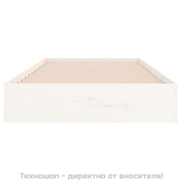 Рамка за легло, бяла, масивно дърво, 100х200 см