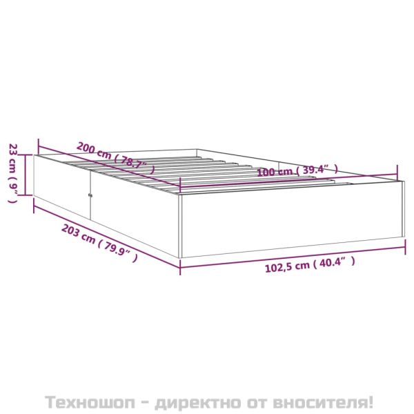 Рамка за легло, бяла, масивно дърво, 100х200 см
