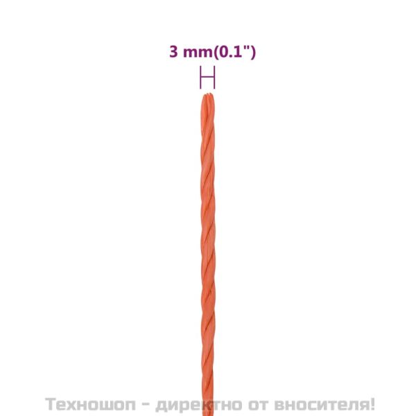 Работно въже, оранжево, 3 мм х 25 м, полипропилен