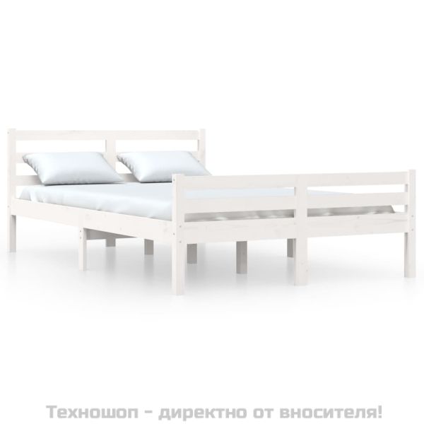 Рамка за легло, бяла, дърво масив, 135x190 cм, Double