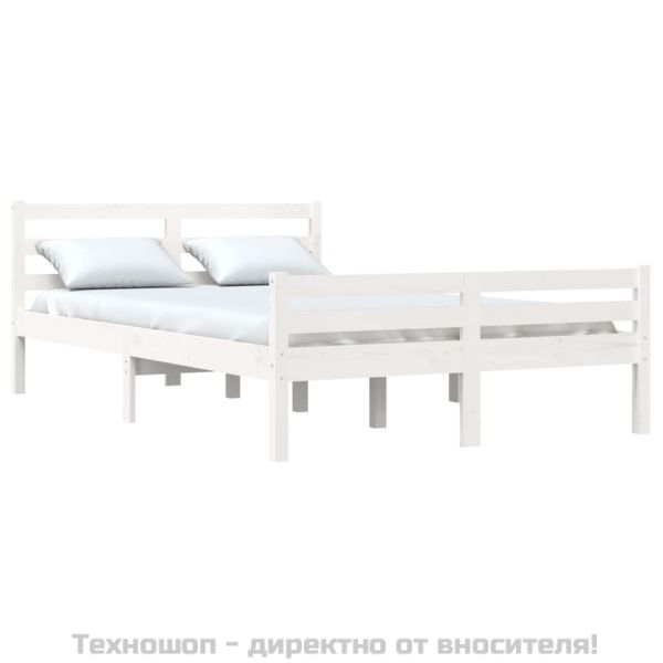 Рамка за легло, бяла, дърво масив, 135x190 cм, Double