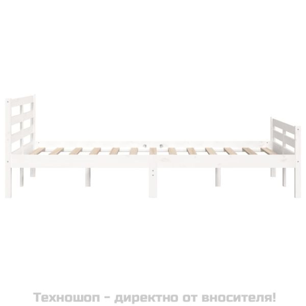 Рамка за легло, бяла, дърво масив, 135x190 cм, Double