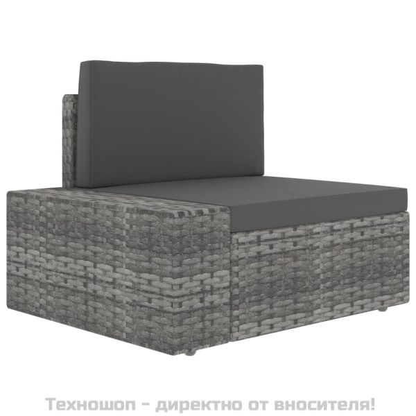 Двуместен модулен диван, полиратан, сив