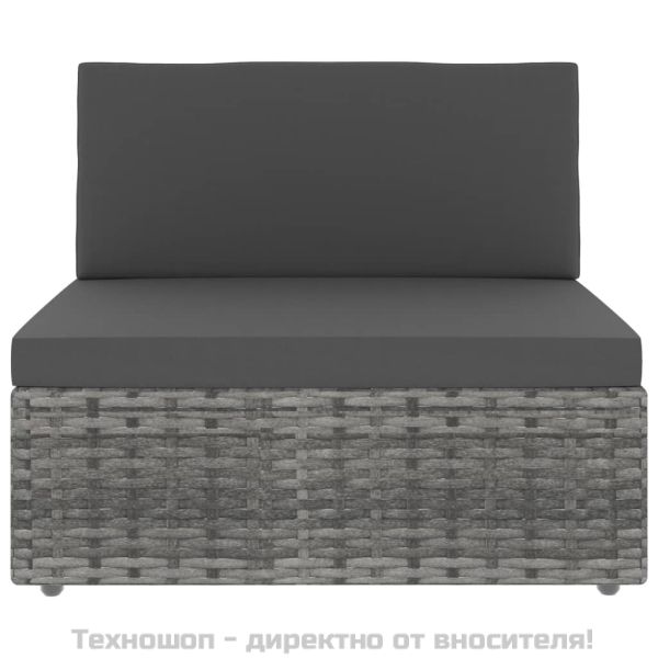 Двуместен модулен диван, полиратан, сив