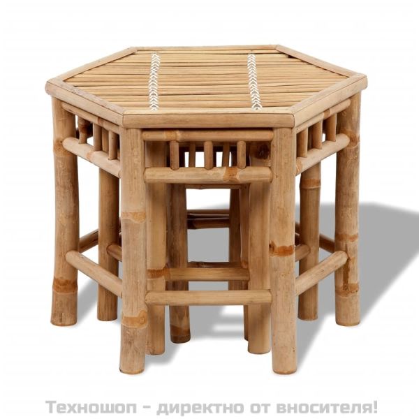 Градински табуретки, 3 бр, бамбук