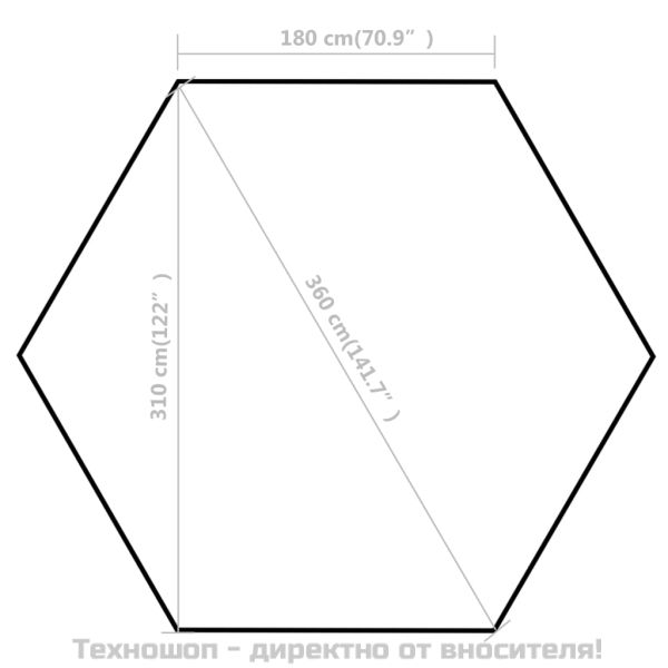 Шестоъгълна pop-up шатра с 6 стени сива 3,6x3,1 м