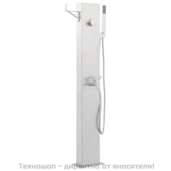 Градински душ с кран, 110 см, неръждаема стомана