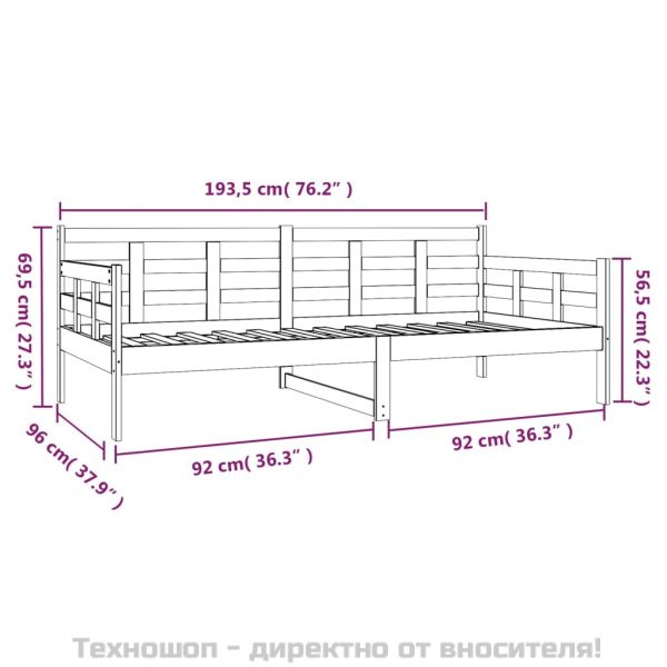 Дневно легло, борово дърво масив, 90x190 см