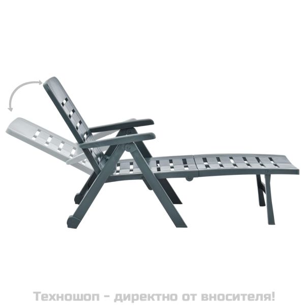 Сгъваем шезлонг, пластмаса, зелен
