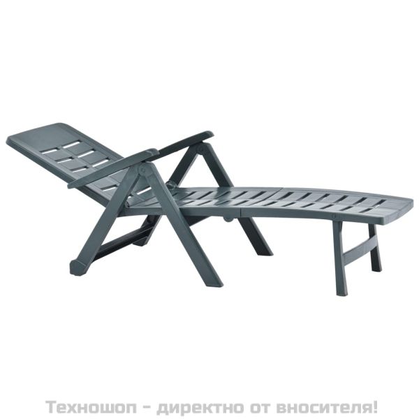 Сгъваем шезлонг, пластмаса, зелен