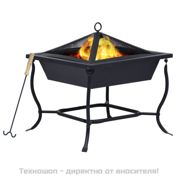 Преносимо огнище, черно, 42x42x45 см, стомана