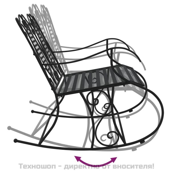 2-местна люлееща се пейка 113 см черна стомана