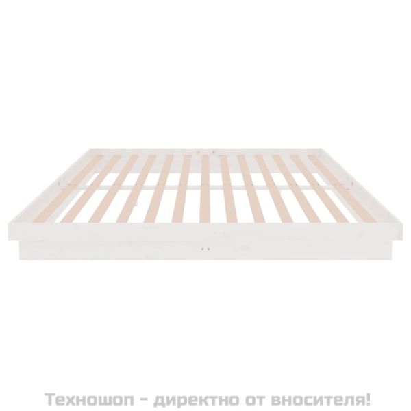 Рамка за легло, бяла, дърво масив, 200x200 см