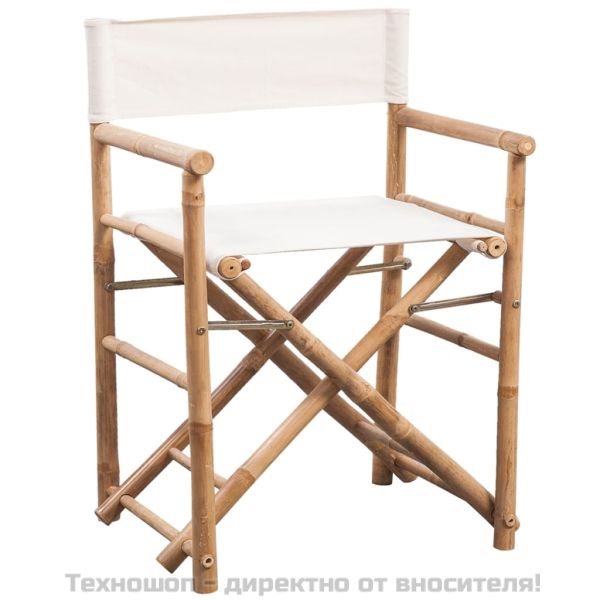 Сгъваем режисьорски стол, 2 бр, бамбук и плат
