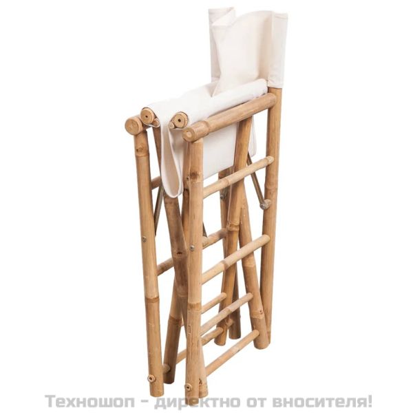 Сгъваем режисьорски стол, 2 бр, бамбук и плат