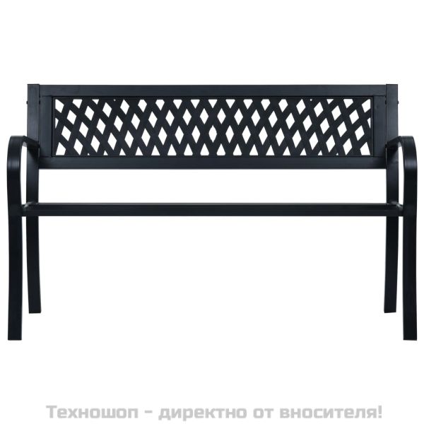 Градинска пейка, 125 см, черна, стомана