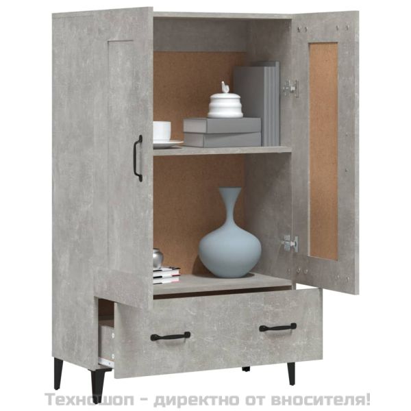 Висок шкаф, бетонно сив, 70x31x115 см, инженерно дърво