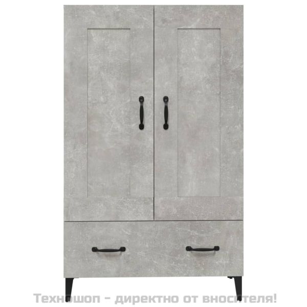 Висок шкаф, бетонно сив, 70x31x115 см, инженерно дърво
