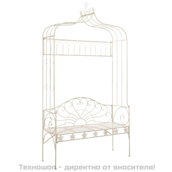 Градинска пейка, 122 см, желязо, антично бяло