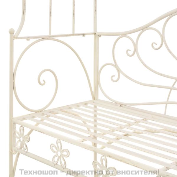 Градинска пейка, 122 см, желязо, антично бяло