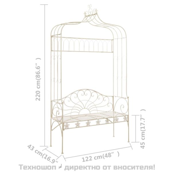 Градинска пейка, 122 см, желязо, антично бяло