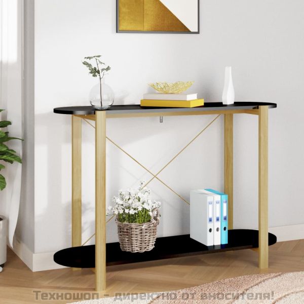 Конзолна маса, черна, 110x38x75 см, инженерно дърво