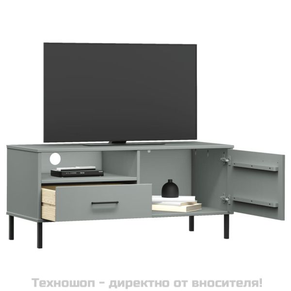 ТВ шкаф с метални крака сив бор масив OSLO